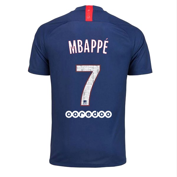 Maillot Football Paris Saint Germain NO.7 Mbappe Domicile 2019-20 Bleu